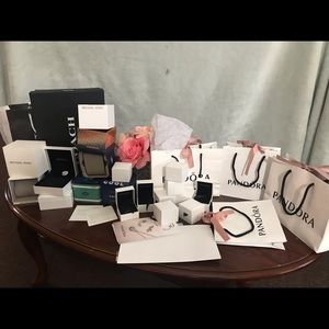 Jewelry boxes and paper bag